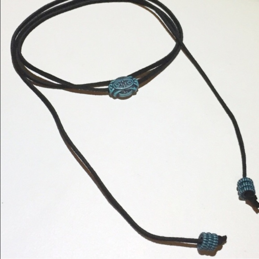 Turquoise on Black Suede Wrap Choker! NEW!
